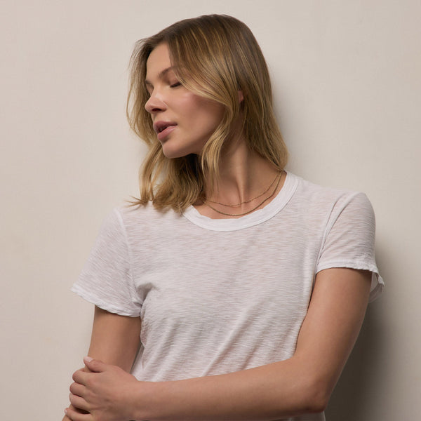 Sheer Slub Crew Neck Tee in White | James Perse Los Angeles