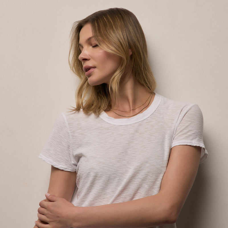 Sheer Slub Crew Neck Tee in White | James Perse Los Angeles