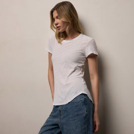 Sheer Slub Crew Neck Tee in White | James Perse Los Angeles