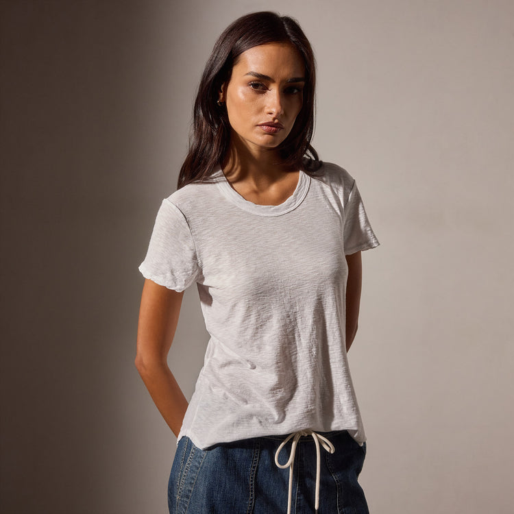James Perse Sheer Slub Crew Neck Tee - Fitted Cotton Top