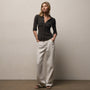 Sheer Slub Side Panel Shirt in Carbon | James Perse Los Angeles