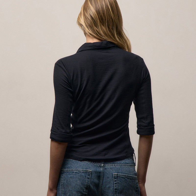 Sheer Slub Side Panel Shirt in Deep | James Perse Los Angeles