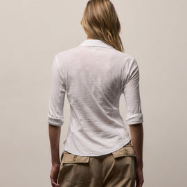 Sheer Slub Side Panel Shirt in White | James Perse Los Angeles