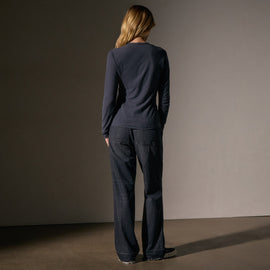 Sheer Slub Long Sleeve Crew in Blue Noir | James Perse Los Angeles