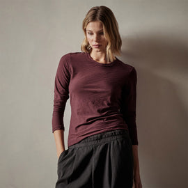 Sheer Slub Long Sleeve Crew in Cordova | James Perse Los Angeles