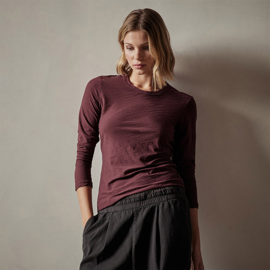 Sheer Slub Long Sleeve Crew in Cordova | James Perse Los Angeles