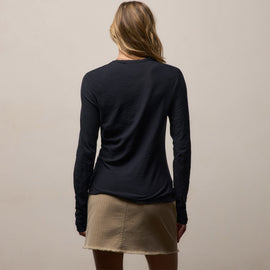Sheer Slub Long Sleeve Crew in Deep | James Perse Los Angeles