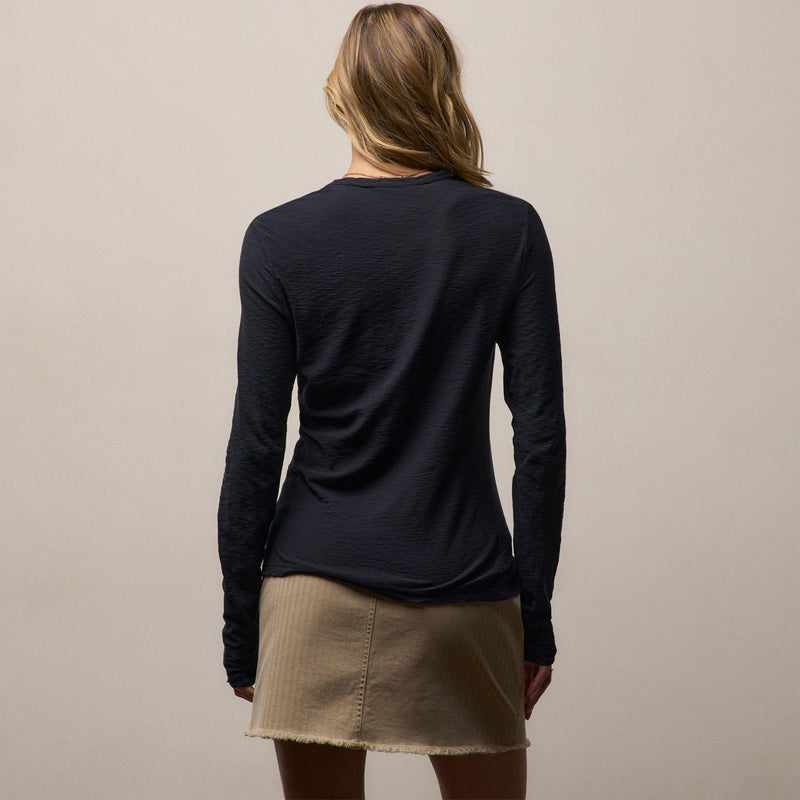 Sheer Slub Long Sleeve Crew in Deep | James Perse Los Angeles