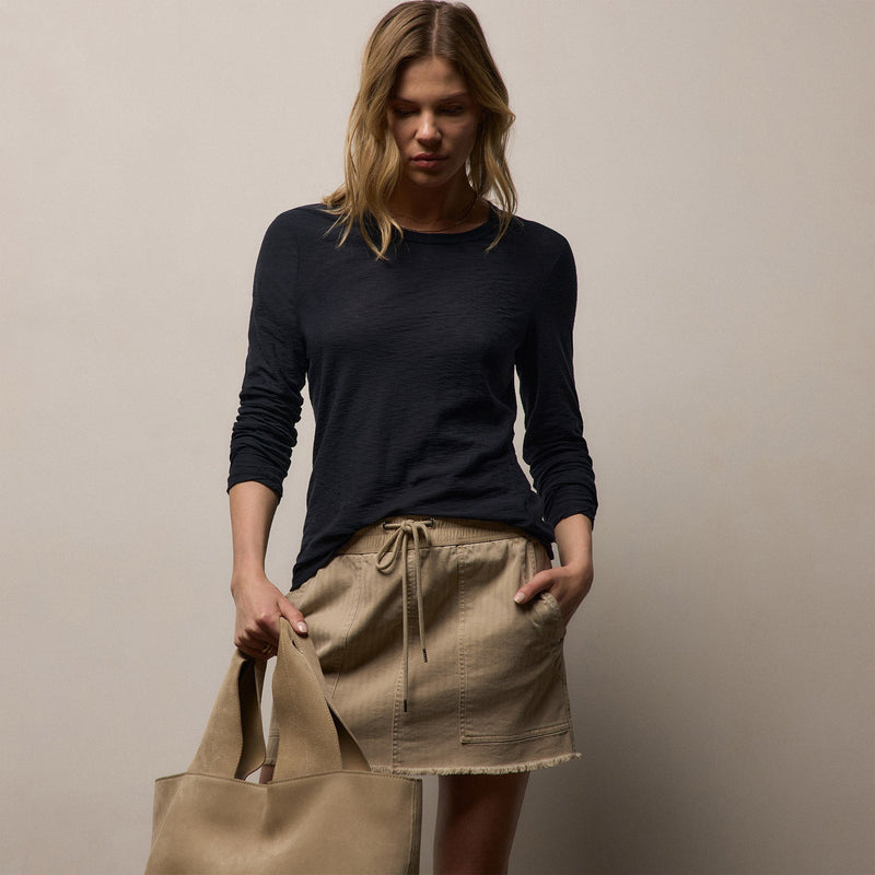 Sheer Slub Long Sleeve Crew in Deep | James Perse Los Angeles