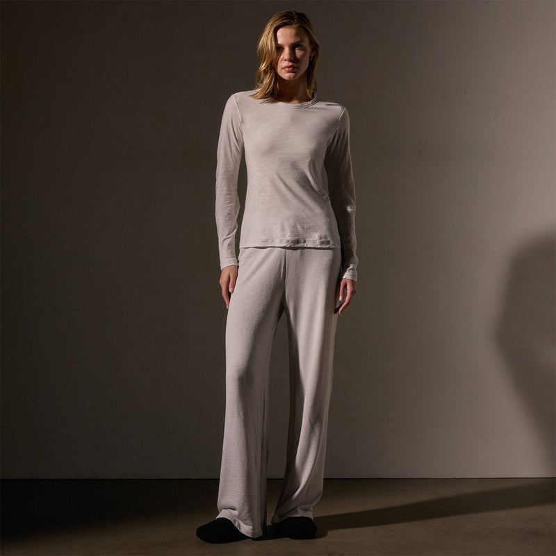 Sheer Slub Long Sleeve Crew  in Light Mist | James Perse Los Angeles