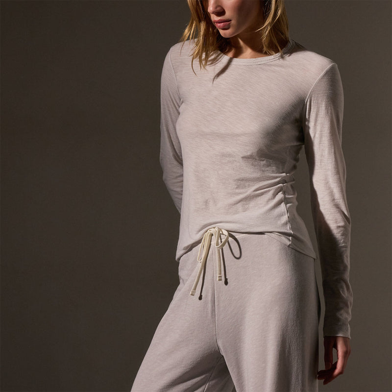Sheer Slub Long Sleeve Crew  in Light Mist | James Perse Los Angeles