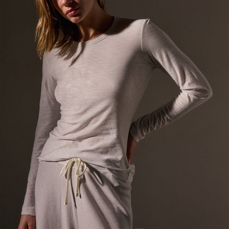 Sheer Slub Long Sleeve Crew  in Light Mist | James Perse Los Angeles