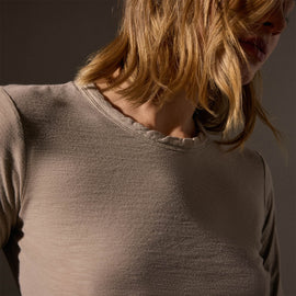 Sheer Slub Long Sleeve Crew in Light Tan | James Perse Los Angeles