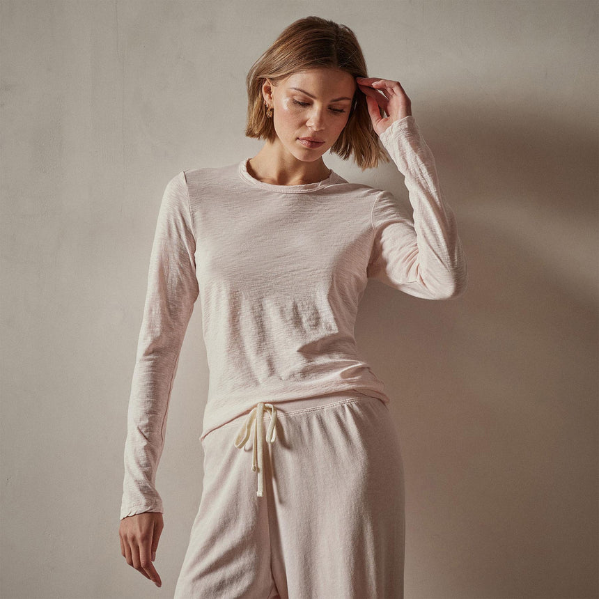 Sheer Slub Long Sleeve Crew in Zephyr | James Perse Los Angeles