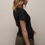 Sheer Slub Casual V Neck in Black | James Perse Los Angeles
