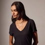 Sheer Slub Casual V Neck in Black | James Perse Los Angeles