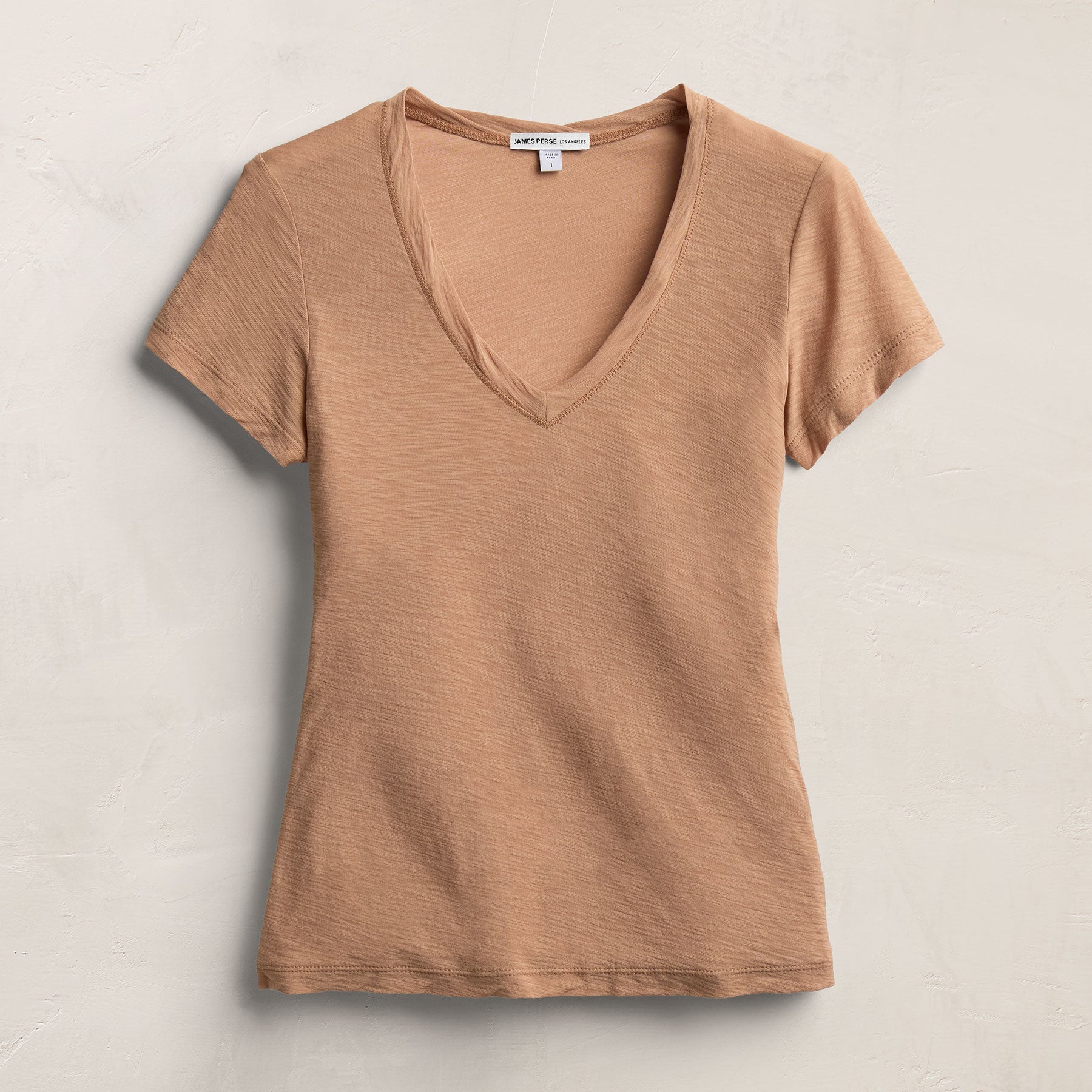 Sheer Slub V Neck - Blush