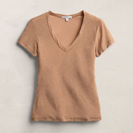 Sheer Slub V Neck - Blush