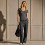 Sheer Slub V Neck - Blue Noir | James Perse Los Angeles