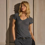Sheer Slub V Neck - Blue Noir | James Perse Los Angeles