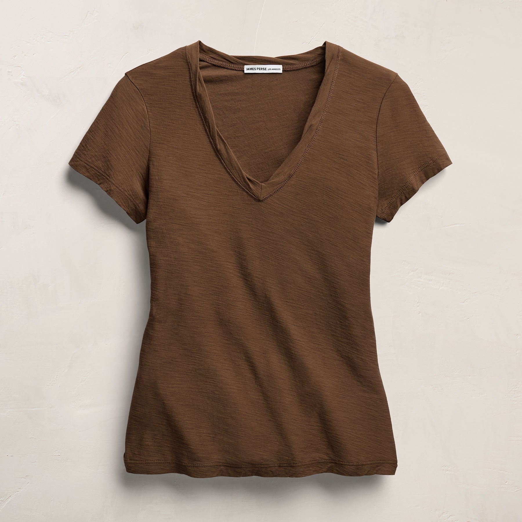 Sheer Slub V Neck in Cocoa | James Perse Los Angeles