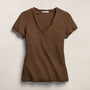 Sheer Slub V Neck in Cocoa | James Perse Los Angeles