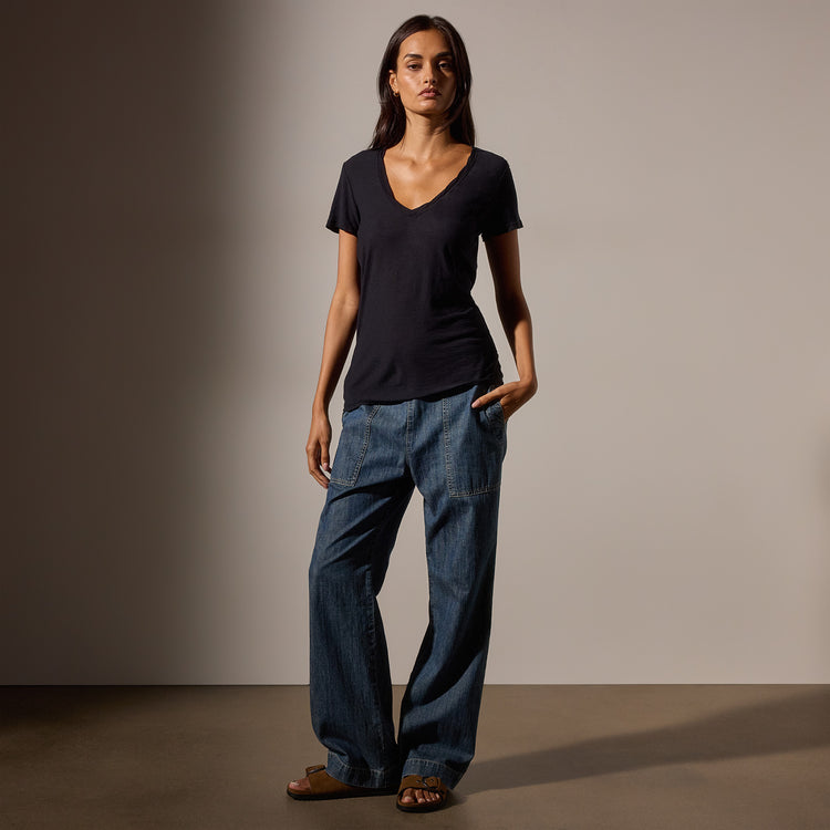 Sheer Slub Casual V Neck in Deep | James Perse Los Angeles