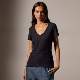 Sheer Slub Casual V Neck in Deep | James Perse Los Angeles