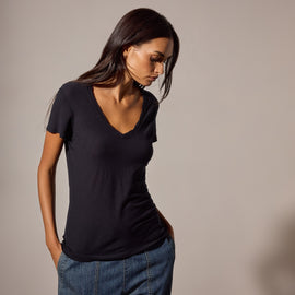 Sheer Slub Casual V Neck in Deep | James Perse Los Angeles