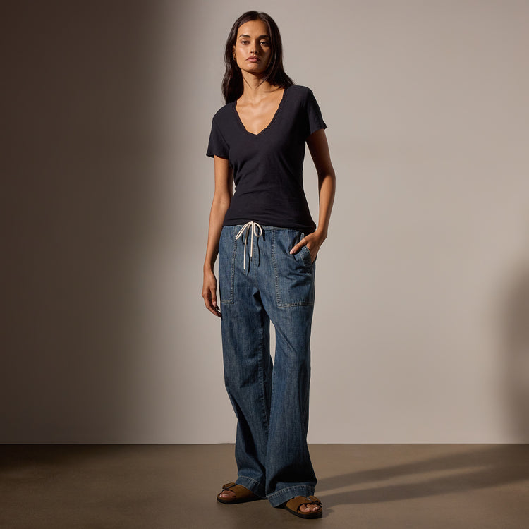 Sheer Slub Casual V Neck in Deep | James Perse Los Angeles