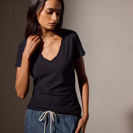 Sheer Slub Casual V Neck in Deep | James Perse Los Angeles