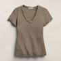 Sheer Slub V Neck in Light Olive | James Perse Los Angeles