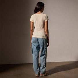 Sheer Slub Casual V Neck in Melon | James Perse Los Angeles