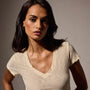 Sheer Slub Casual V Neck in Melon | James Perse Los Angeles