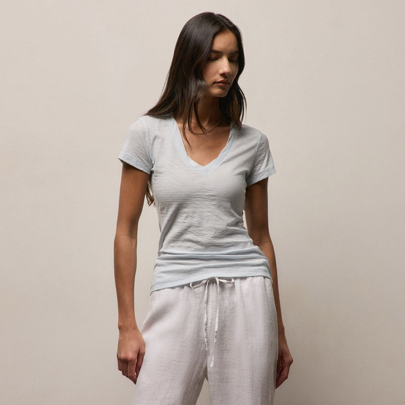 Sheer Slub Casual V Neck in Memory | James Perse Los Angeles