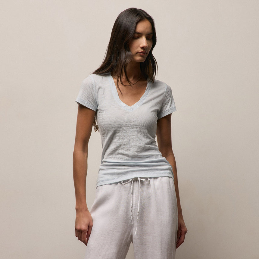 Sheer Slub Casual V Neck in Memory | James Perse Los Angeles