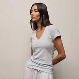 Sheer Slub Casual V Neck in Memory | James Perse Los Angeles