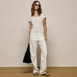 Sheer Slub V Neck in Off White | James Perse Los Angeles