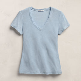 Sheer Slub V Neck in Pale Azul | James Perse Los Angeles