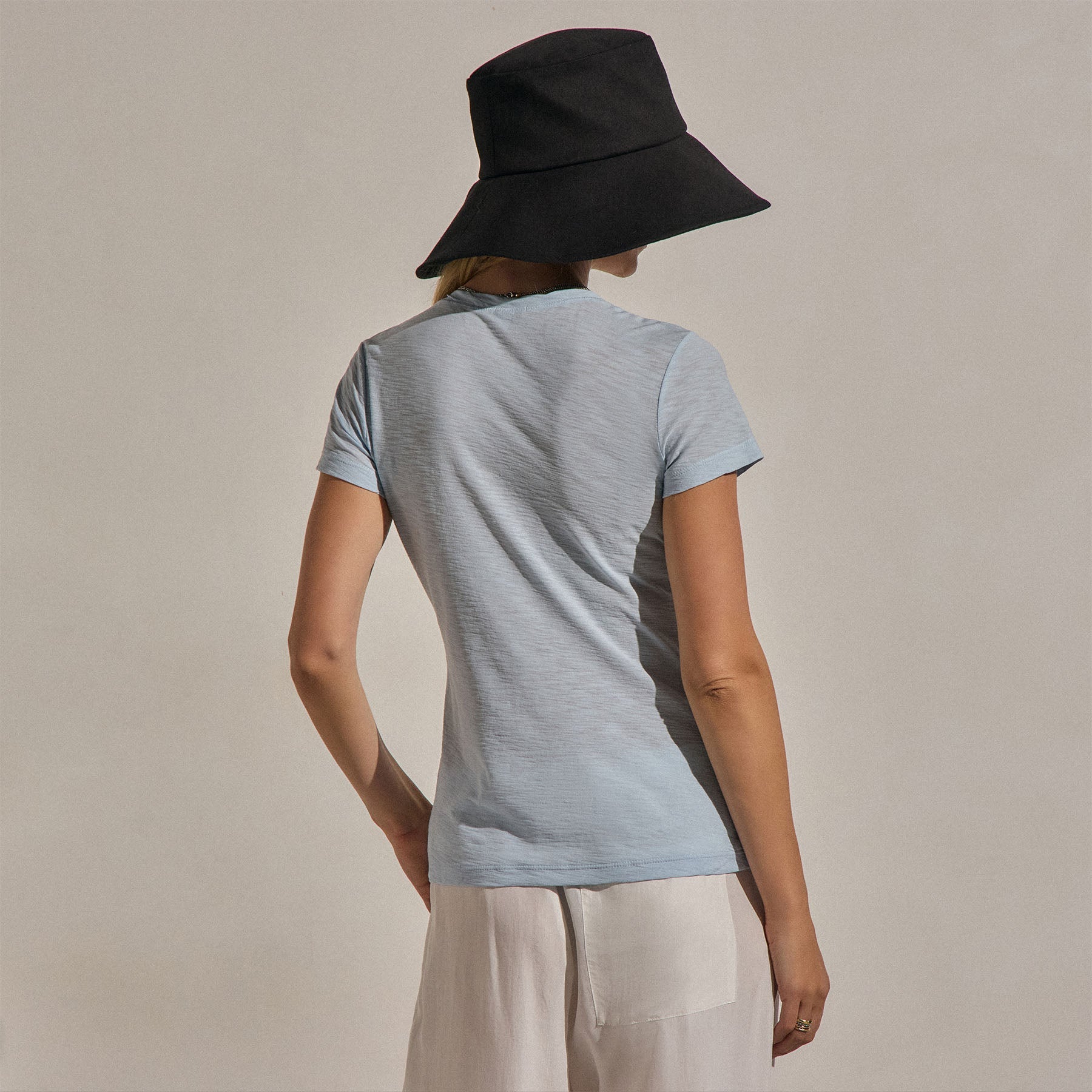 Sheer Slub V Neck in Pale Azul | James Perse Los Angeles