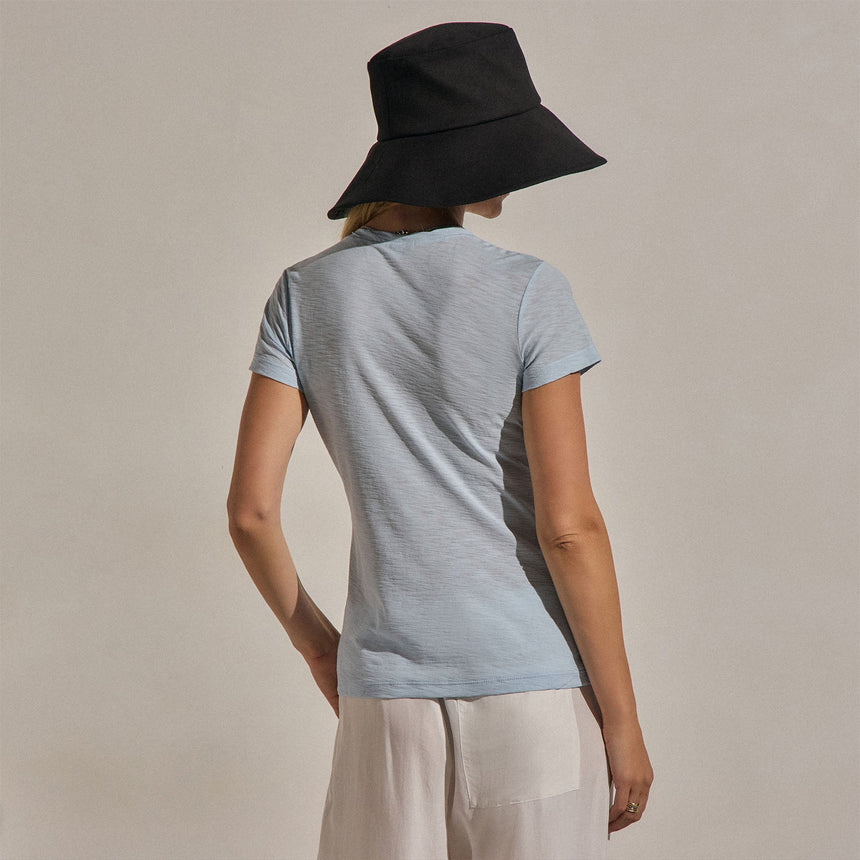Sheer Slub V Neck in Pale Azul | James Perse Los Angeles