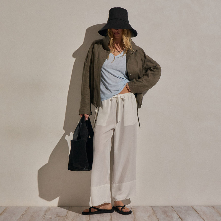 Sheer Slub V Neck in Pale Azul | James Perse Los Angeles