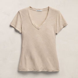 Sheer Slub V Neck in Stone | James Perse Los Angeles