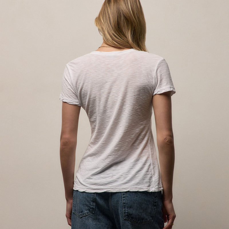 Sheer Slub Casual V Neck in White | James Perse Los Angeles