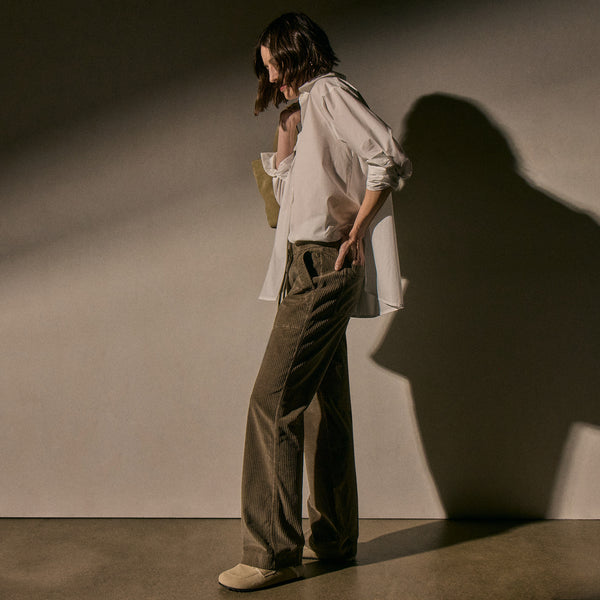 Stretch Cord Wide Leg Pant in Caribou Pigment | James Perse Los Angeles