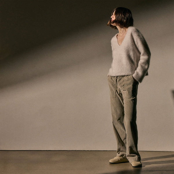 Stretch Cord Wide Leg Pant in Toast Pigment | James Perse Los Angeles