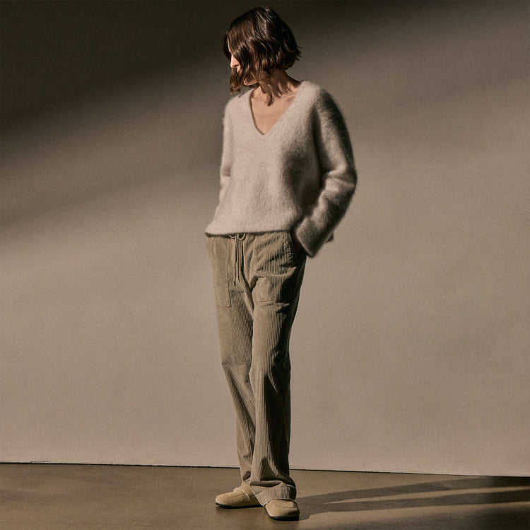 Stretch Cord Wide Leg Pant in Toast Pigment | James Perse Los Angeles