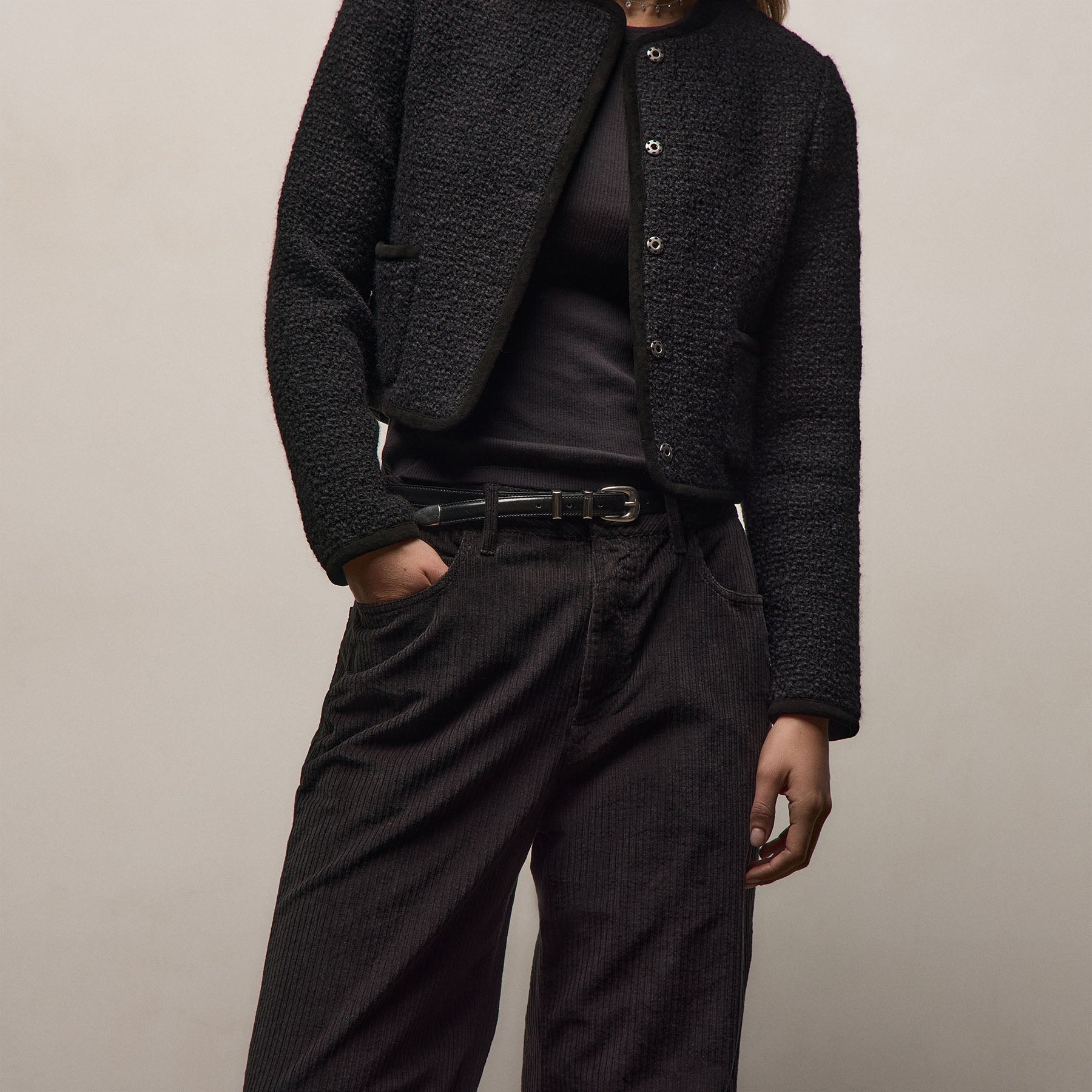 Corduroy Straight Leg Pant - Black | James Perse Los Angeles