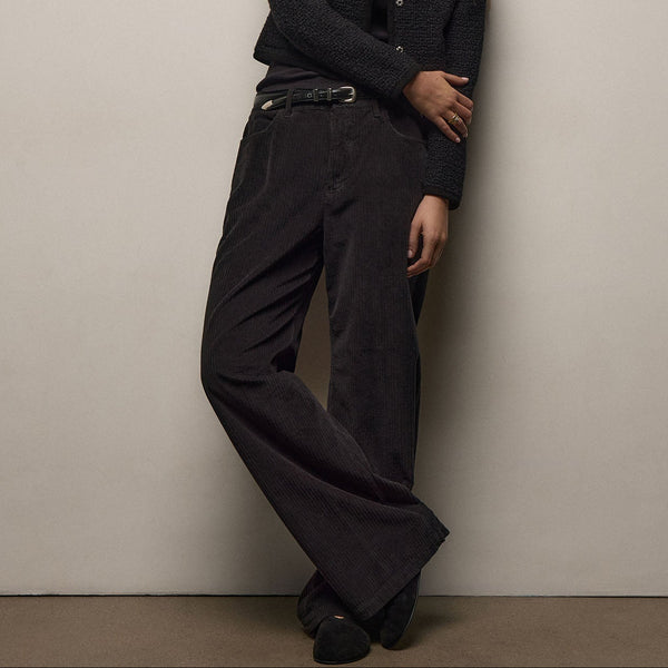 Corduroy Straight Leg Pant in Black | James Perse Los Angeles