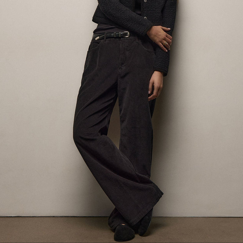 Corduroy Straight Leg Pant in Black | James Perse Los Angeles